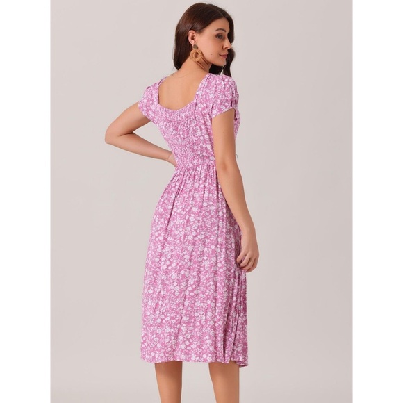 Seta T Women's Casual Floral Crew Neck Cap Sleeve Boho Flowy Midi Dress Size S - Picture 14 of 16